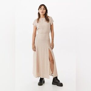 UO Lindsey Gingham Cap-Sleeve Midi Dress